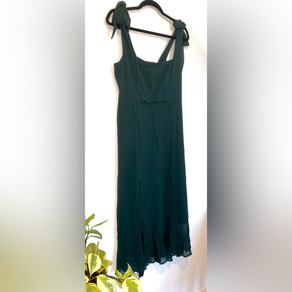 SHOW ME YOUR MUMU Claire Elegant Emerald Chiffon Midi Dress Bridesmaid NWT - Picture 11 of 12